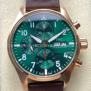 BLS Factory IWC Pilot Chronograph IW388110 41mm Leather Strap Green Dial (1) BLS Factory IWC Pilot Chronograph IW388104 41mm green dial steel replica watch