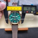 BLS Factory IWC Pilot Chronograph IW388110 41mm Leather Strap Green Dial (11) BLS Factory IWC Pilot Chronograph IW388110 41mm Rose Gold Leather Strap Green Dial