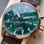 BLS Factory IWC Pilot Chronograph IW388110 41mm Leather Strap Green Dial (2) BLS Factory IWC Pilot Chronograph IW388110 41mm Rose Gold Leather Strap Green Dial