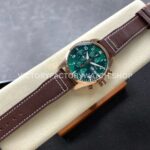 BLS Factory IWC Pilot Chronograph IW388110 41mm Leather Strap Green Dial (6) BLS Factory IWC Pilot Chronograph IW388110 41mm Rose Gold Leather Strap Green Dial