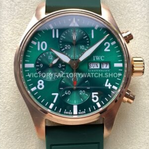 BLS Factory IWC Pilot Chronograph IW388110 41mm Rubber Strap Green Dial (2) BLS Factory IWC Pilot Chronograph IW388110 41mm green dial leather strap replica watch
