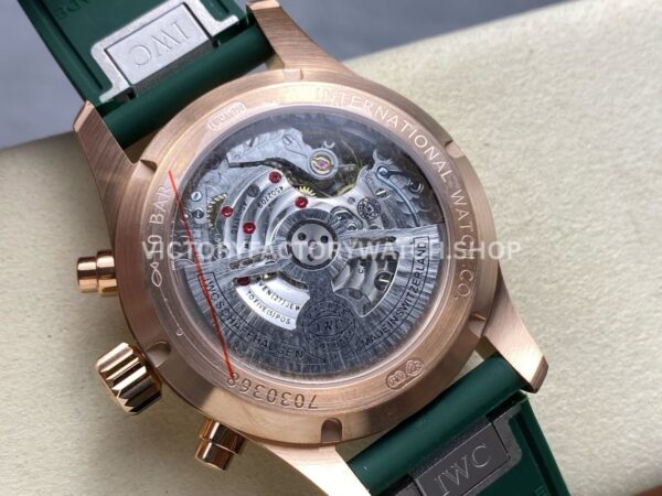 BLS Factory IWC Pilot Chronograph IW388110 41mm Rubber Strap Green Dial (9) BLS Factory IWC Pilot Chronograph IW388110 41mm Rose Gold Rubber Strap Green Dial