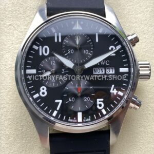 BLS Factory IWC Pilot Chronograph IW388111 41mm Arabic Numerals Black Dial (3) BLS Factory IWC Pilot Chronograph IW388110 41mm green dial rubber strap replica watch