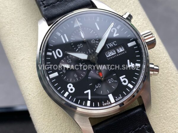 BLS Factory IWC Pilot Chronograph IW388111 41mm Leather Strap Arabic Numerals Black Dial (1) BLS Factory IWC Pilot Chronograph IW388111 41mm Leather Strap Arabic Numerals Black Dial