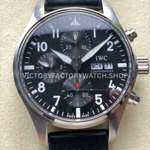 BLS Factory IWC Pilot Chronograph IW388111 41mm Leather Strap Arabic Numerals Black Dial (2) BLS Factory IWC Pilot Chronograph IW388111 41mm black dial replica watch