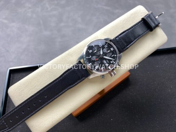 BLS Factory IWC Pilot Chronograph IW388111 41mm Leather Strap Arabic Numerals Black Dial (3) BLS Factory IWC Pilot Chronograph IW388111 41mm Leather Strap Arabic Numerals Black Dial