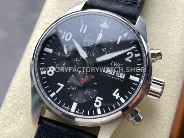 BLS Factory IWC Pilot Chronograph IW388111 41mm Leather Strap Arabic Numerals Black Dial (5) BLS Factory IWC Pilot Chronograph IW388111 41mm Leather Strap Arabic Numerals Black Dial