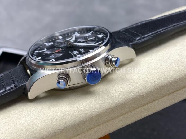 BLS Factory IWC Pilot Chronograph IW388111 41mm Leather Strap Arabic Numerals Black Dial (8) BLS Factory IWC Pilot Chronograph IW388111 41mm Leather Strap Arabic Numerals Black Dial