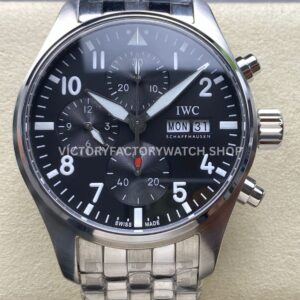 BLS Factory IWC Pilot Chronograph IW388111 41mm Steel Arabic Numerals Black Dial (1) BLS Factory IWC Pilot Chronograph IW388111 41mm black dial steel replica watch