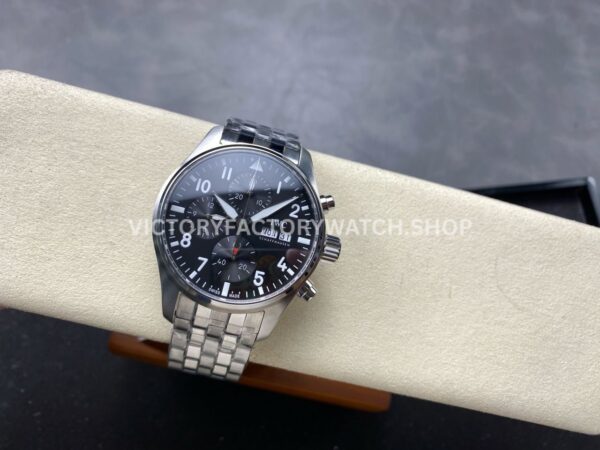 BLS Factory IWC Pilot Chronograph IW388111 41mm Steel Arabic Numerals Black Dial (11) BLS Factory IWC Pilot Chronograph IW388111 41mm Full Steel Arabic Numerals Black Dial