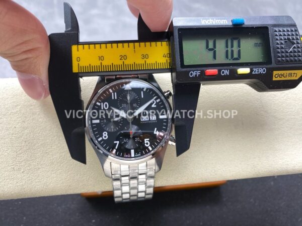 BLS Factory IWC Pilot Chronograph IW388111 41mm Steel Arabic Numerals Black Dial (9) BLS Factory IWC Pilot Chronograph IW388111 41mm Full Steel Arabic Numerals Black Dial