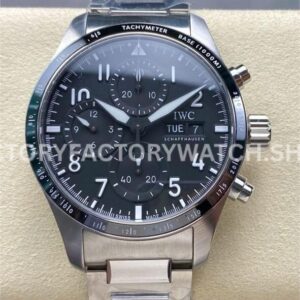 BLS Factory IWC Pilot Chronograph IW388304 41mm Full Steel Arabic Numerals Black Dial (1) BLS Factory IWC Pilot Chronograph IW388304 41mm black dial steel replica watch