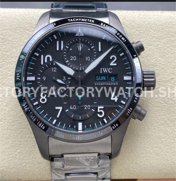BLS Factory IWC Pilot Chronograph IW388307 41mm Full Steel Arabic Numerals Black Dial (4) BLS Factory IWC Pilot Chronograph IW388307 41mm replica watch