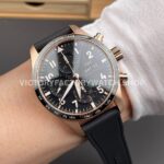 BLS Factory IWC Pilot Chronograph IW388309 41mm Rose Gold Rubber Strap Arabic Numerals Black Dial (8) BLS Factory IWC Pilot Chronograph IW388309 41mm Rose Gold Rubber Strap Arabic Numerals Black Dial