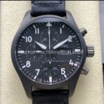 BLS Factory IWC Pilot Chronograph Top Gun IW388106 41mm Ceramic Leather Strap Black Dial (1) BLS Factory IWC Pilot Chronograph Top Gun IW388106 41mm black dial leather strap replica watch