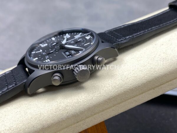 BLS Factory IWC Pilot Chronograph Top Gun IW388106 41mm Ceramic Leather Strap Black Dial (5) BLS Factory IWC Pilot Chronograph Top Gun IW388106 41mm Ceramic Leather Strap Black Dial