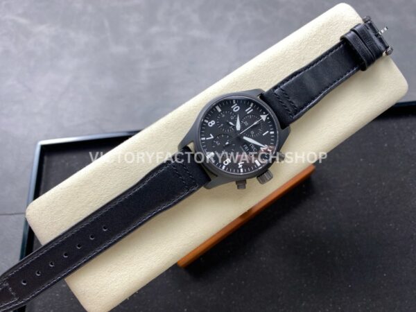 BLS Factory IWC Pilot Chronograph Top Gun IW388106 41mm Ceramic Leather Strap Black Dial (6) BLS Factory IWC Pilot Chronograph Top Gun IW388106 41mm Ceramic Leather Strap Black Dial