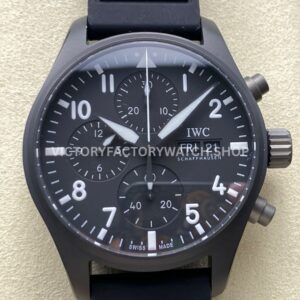 BLS Factory IWC Pilot Chronograph Top Gun IW388106 41mm Ceramic Rubber Strap Black Dial (10) BLS Factory IWC Pilot Chronograph Top Gun IW388106 41mm black dial rubber strap replica watch