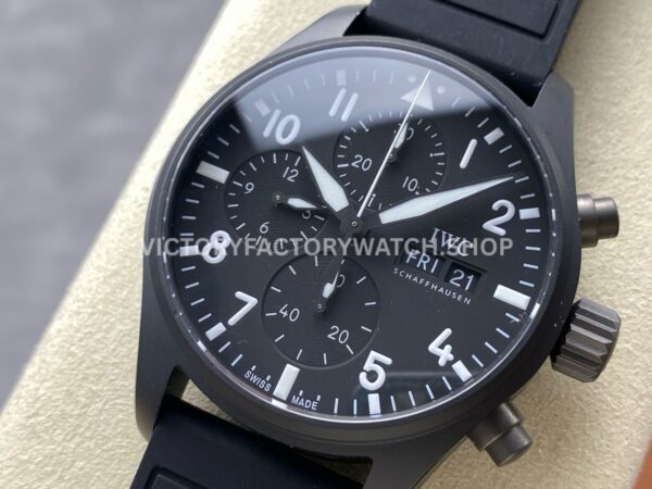 BLS Factory IWC Pilot Chronograph Top Gun IW388106 41mm Ceramic Rubber Strap Black Dial (2) BLS Factory IWC Pilot Chronograph Top Gun IW388106 41mm Ceramic Rubber Strap Black Dial