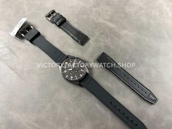 BLS Factory IWC Pilot Chronograph Top Gun IW388106 41mm Ceramic Rubber Strap Black Dial (7) BLS Factory IWC Pilot Chronograph Top Gun IW388106 41mm Ceramic Rubber Strap Black Dial