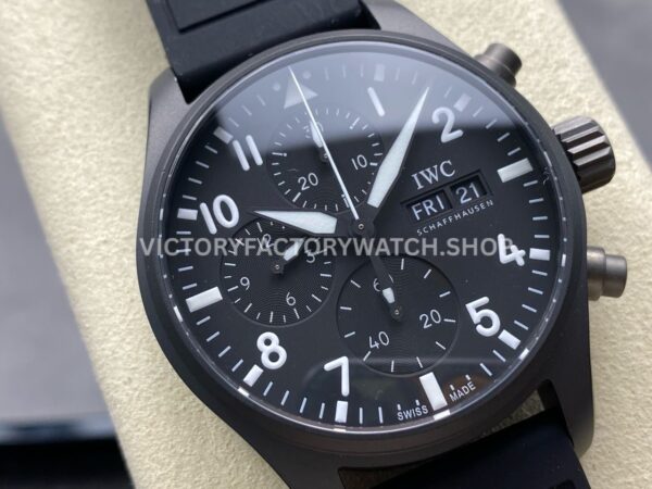 BLS Factory IWC Pilot Chronograph Top Gun IW388106 41mm Ceramic Rubber Strap Black Dial (9) BLS Factory IWC Pilot Chronograph Top Gun IW388106 41mm Ceramic Rubber Strap Black Dial