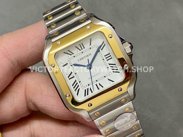 BV Factory Cartier Santos W2SA0007 35.1mm Yellow Gold Steel Roman Numerals White Dial (2) BV Factory Cartier Santos W2SA0007 35.1mm Yellow Gold Steel Roman Numerals White Dial