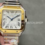 BV Factory Cartier Santos W2SA0007 35.1mm Yellow Gold Steel Roman Numerals White Dial (3) BV Factory Cartier Santos W2SA0007 white dial yellow gold bezel