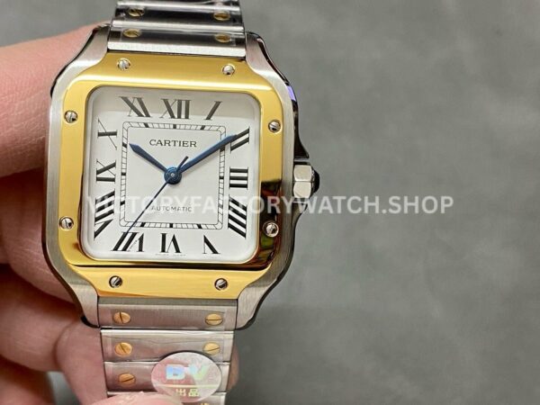 BV Factory Cartier Santos W2SA0007 35.1mm Yellow Gold Steel Roman Numerals White Dial (3) BV Factory Cartier Santos W2SA0007 white dial yellow gold bezel