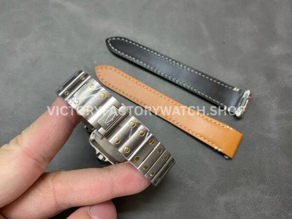 BV Factory Cartier Santos W2SA0007 35.1mm Yellow Gold Steel Roman Numerals White Dial (5) BV Factory Cartier Santos W2SA0007 35.1mm Yellow Gold Steel Roman Numerals White Dial