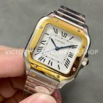 BV Factory Cartier Santos W2SA0007 35.1mm Yellow Gold Steel Roman Numerals White Dial (8) BV Factory Cartier Santos W2SA0007 35.1mm Yellow Gold Steel Roman Numerals White Dial