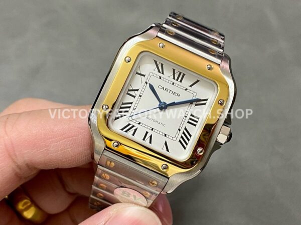 BV Factory Cartier Santos W2SA0007 35.1mm Yellow Gold Steel Roman Numerals White Dial (8) BV Factory Cartier Santos W2SA0007 35.1mm Yellow Gold Steel Roman Numerals White Dial