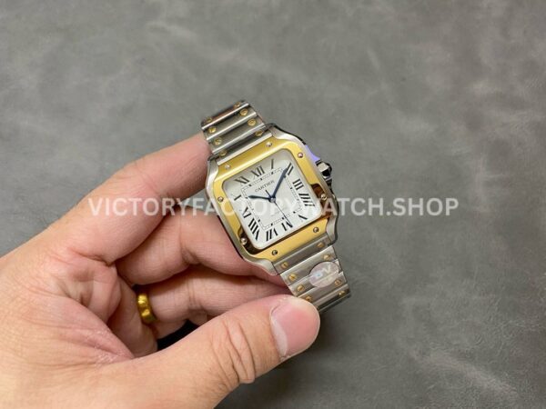 BV Factory Cartier Santos W2SA0007 35.1mm Yellow Gold Steel Roman Numerals White Dial (9) BV Factory Cartier Santos W2SA0007 35.1mm Yellow Gold Steel Roman Numerals White Dial