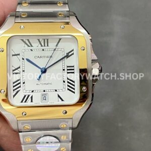 BV Factory Cartier Santos W2SA0009 39.8mm Yellow Gold Bezel Roman Numerals White Dial (4) BV Factory Cartier Santos W2SA0009 white dial yellow gold bezel
