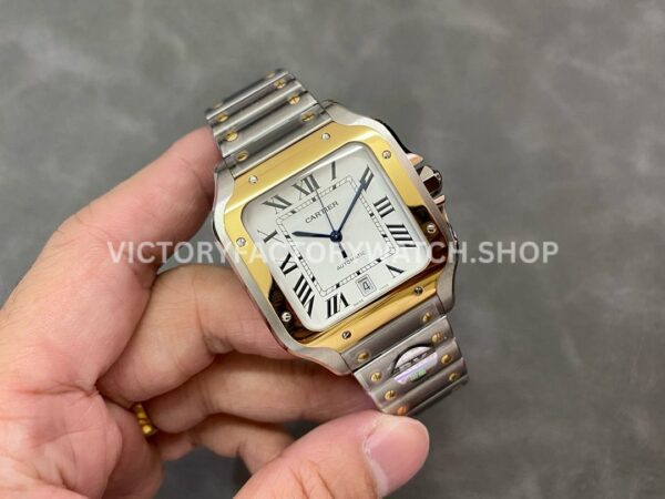 BV Factory Cartier Santos W2SA0009 39.8mm Yellow Gold Bezel Roman Numerals White Dial (7) BV Factory Cartier Santos W2SA0009 39.8mm Yellow Gold Bezel Roman Numerals White Dial