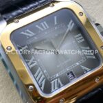 BV Factory Cartier Santos W2SA0030 39.8mm Yellow Gold Bezel Leather Strap Roman Numerals Grey Dial