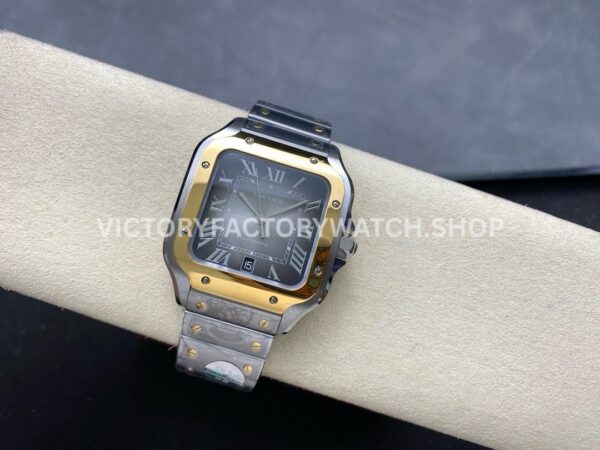 BV Factory Cartier Santos W2SA0030 39.8mm Yellow Gold Bezel Roman Numerals Grey Dial