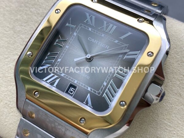 BV Factory Cartier Santos W2SA0030 39.8mm Yellow Gold Bezel Roman Numerals Grey Dial