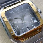 BV Factory Cartier Santos W2SA0030 39.8mm Yellow Gold Bezel Roman Numerals Grey Dial