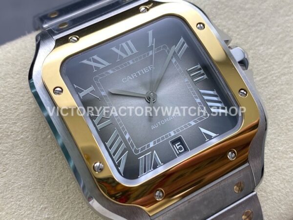 BV Factory Cartier Santos W2SA0030 39.8mm Yellow Gold Bezel Roman Numerals Grey Dial