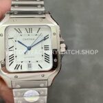 BV Factory Cartier Santos WSSA0009 39.8mm Full Steel Roman Numerals White Dial (3) BV Factory Cartier Santos WSSA0009 white dial full steel