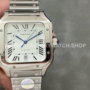 BV Factory Cartier Santos WSSA0009 39.8mm Full Steel Roman Numerals White Dial (3) BV Factory Cartier Santos WSSA0009 white dial full steel