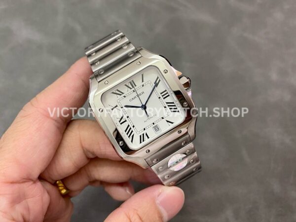 BV Factory Cartier Santos WSSA0009 39.8mm Full Steel Roman Numerals White Dial (5) BV Factory Cartier Santos WSSA0009 39.8mm Full Steel Roman Numerals White Dial