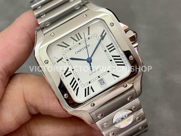 BV Factory Cartier Santos WSSA0009 39.8mm Full Steel Roman Numerals White Dial (6) BV Factory Cartier Santos WSSA0009 39.8mm Full Steel Roman Numerals White Dial