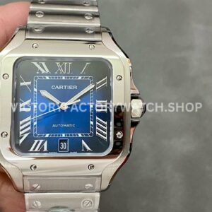 BV Factory Cartier Santos WSSA0013 39.8mm Full Steel Roman Numerals Blue Dial (8) BV Factory Cartier Santos WSSA0013 blue dial full steel