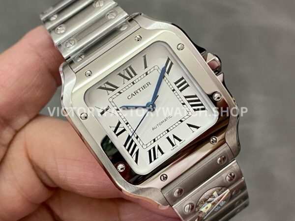 BV Factory Cartier Santos WSSA0018 39.8mm Full Steel Roman Numerals White Dial (5) BV Factory Cartier Santos WSSA0018 39.8mm Full Steel Roman Numerals White Dial