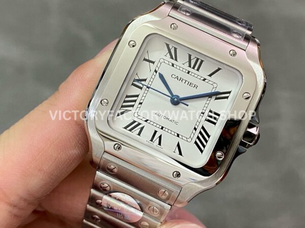 BV Factory Cartier Santos WSSA0018 39.8mm Full Steel Roman Numerals White Dial (6) BV Factory Cartier Santos WSSA0018 39.8mm Full Steel Roman Numerals White Dial
