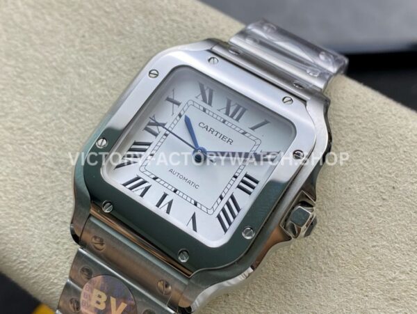 BV Factory Cartier Santos WSSA0029 35.1mm Full Steel Roman Numerals White Dial (1) BV Factory Cartier Santos WSSA0029 35.1mm Full Steel Roman Numerals White Dial
