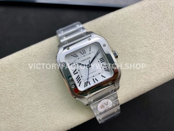 BV Factory Cartier Santos WSSA0029 35.1mm Full Steel Roman Numerals White Dial (11) BV Factory Cartier Santos WSSA0029 35.1mm Full Steel Roman Numerals White Dial