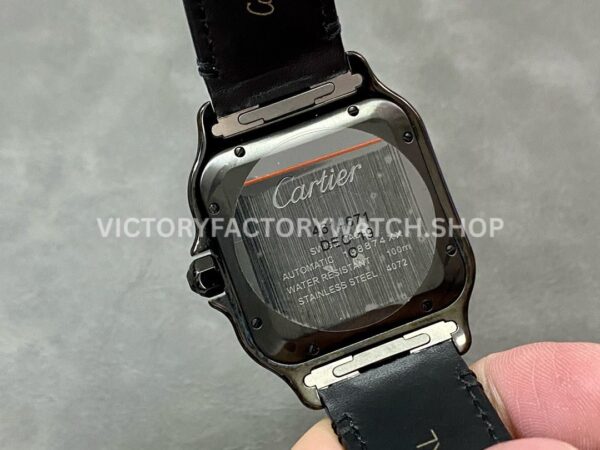 BV Factory Cartier Santos WSSA0039 39.8mm Black Steel Leather Strap Roman Numerals Black Dial