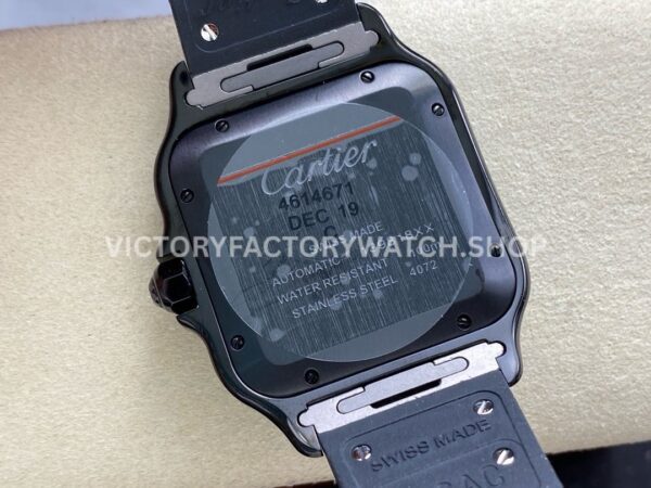 BV Factory Cartier Santos WSSA0039 39.8mm Steel Rubber Strap Roman Numerals Black Dial (2) BV Factory Cartier Santos WSSA0039 39.8mm Black Steel Rubber Strap Roman Numerals Black Dial